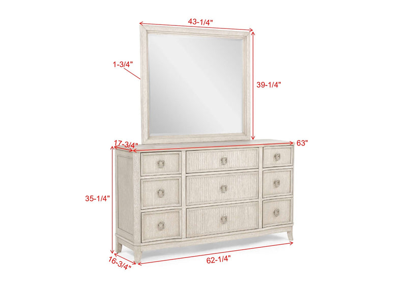 Crownmark Napoli Bedroom Set Dresser and Mirror