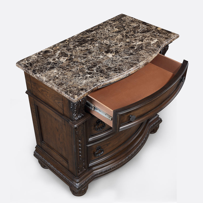 Crownmark Stanley Nightstand - Coffee Brown