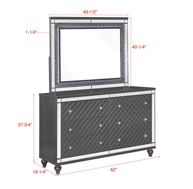 Crownmark Refino Bedroom Set Dresser and Mirror