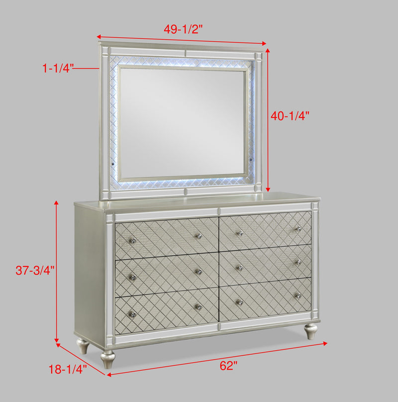 Crownmark Cristian Bedroom Set Dresser and Mirror
