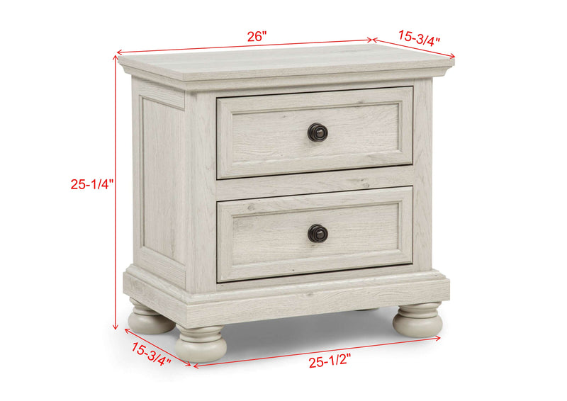 Crownmark Claribelle Bedroom Set - White Nightstand