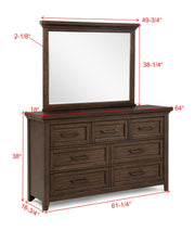 Crownmark Beckett Bedroom Set - Brown Dresser and Mirror