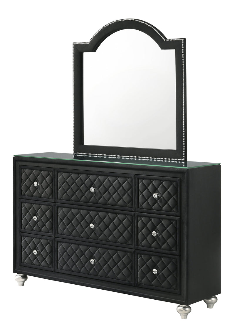 Crownmark Cameo Bedroom Set - Black Dresser and Mirror