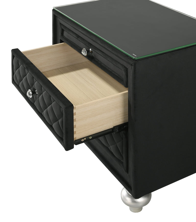 Crownmark Cameo Bedroom Set - Black Nightstand