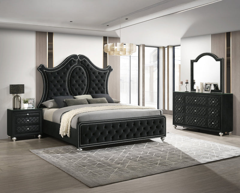 Crownmark Cameo Bedroom Set - Black 4-Piece Bedroom Set