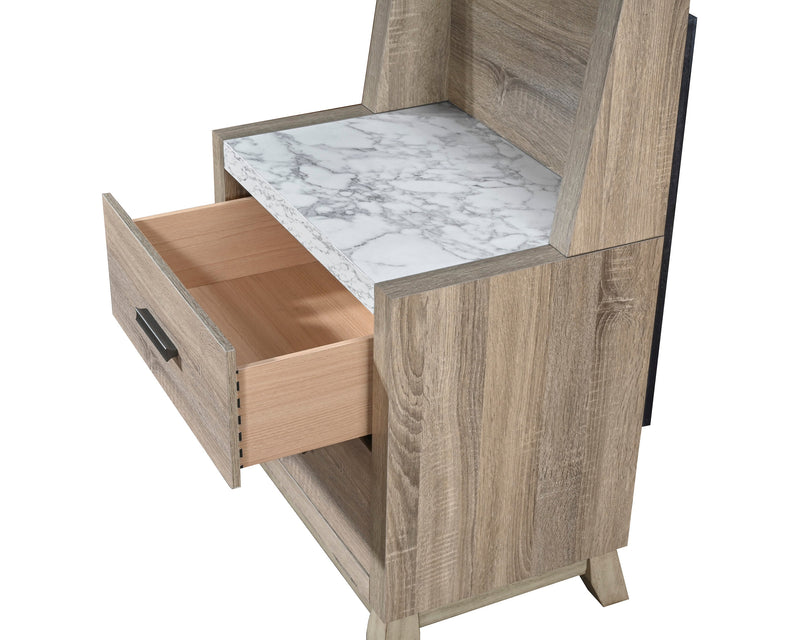 Crownmark Tilston Nightstand with Wall Panel