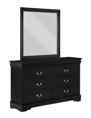 Crownmark Louis Philip Bedroom Set - Black Dresser and Mirror