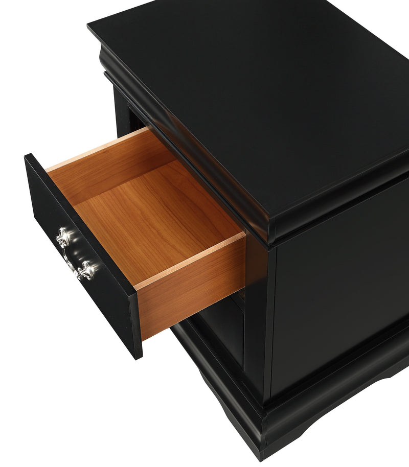 Crownmark Louis Philip Bedroom Set - Black Nightstand