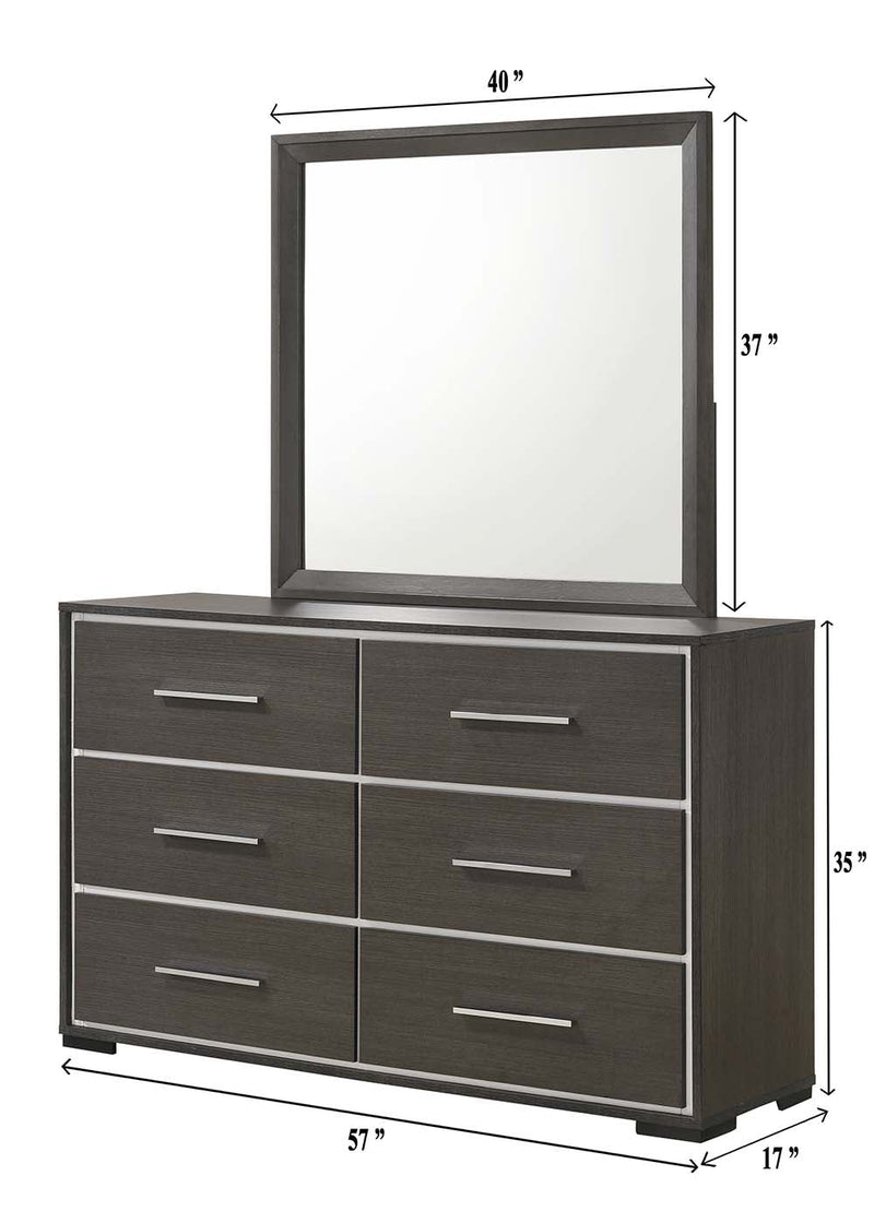 Crownmark Sharpe Bedroom Set Dresser and Mirror