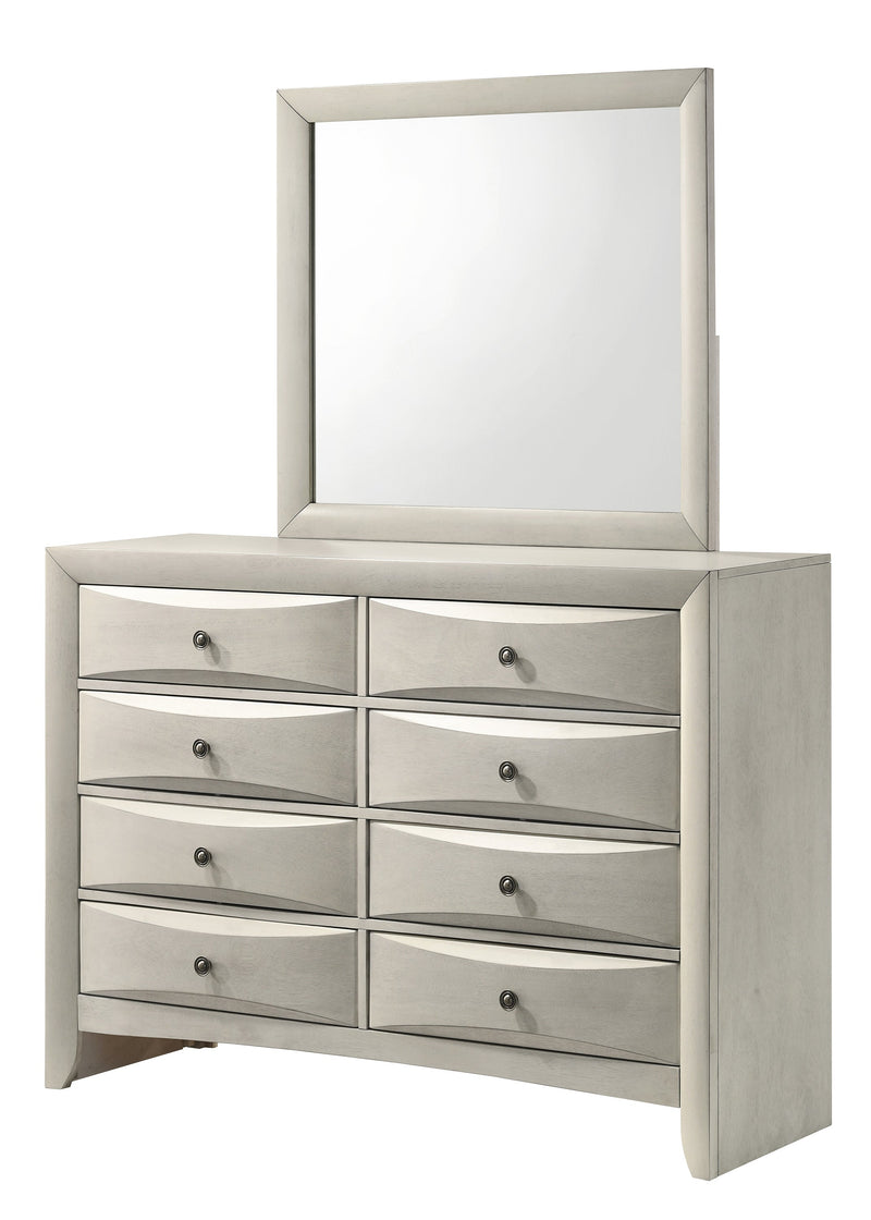 Crownmark Emily Bedroom Set - White Dresser and Mirror