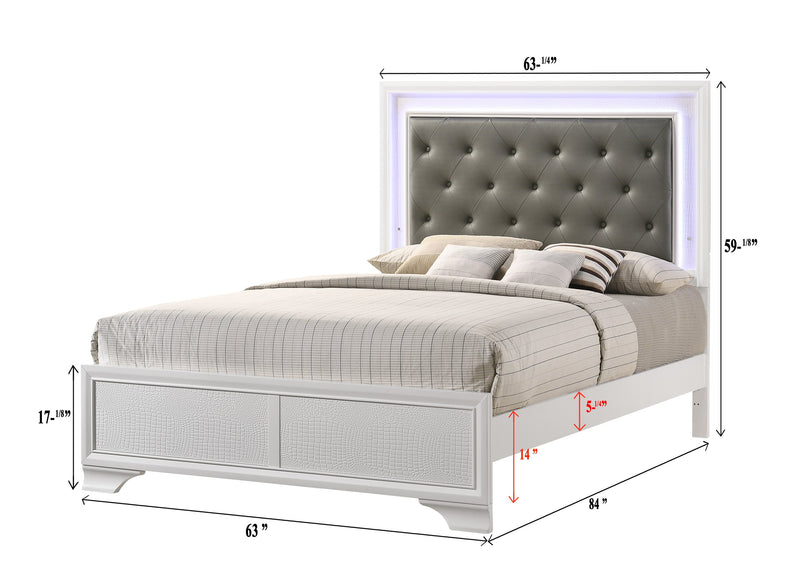 Crownmark Lyssa Bedroom Set - Frost Queen Bed