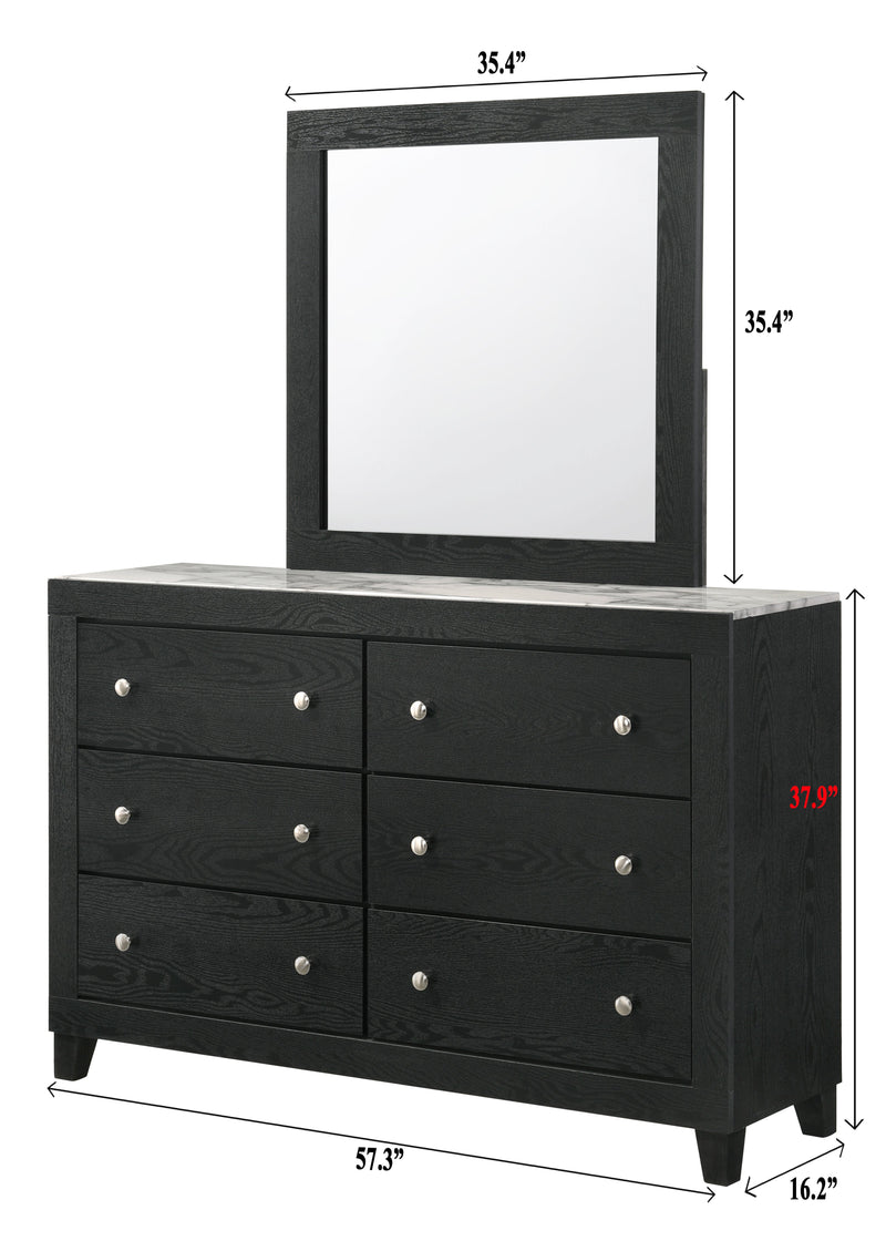 Crownmark Cadence Bedroom Set Dresser and Mirror