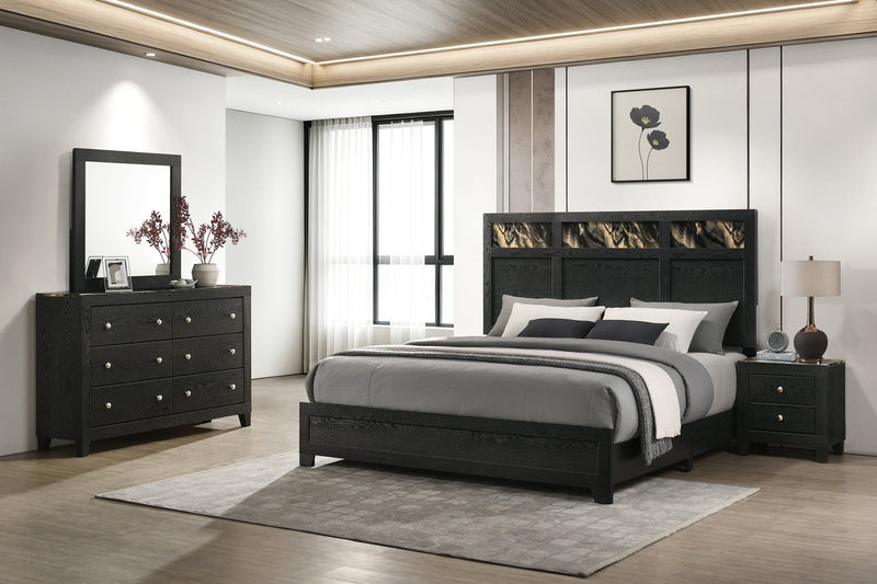 Crownmark Cadence Bedroom Set - Black/Gold 4-Piece Bedroom Set