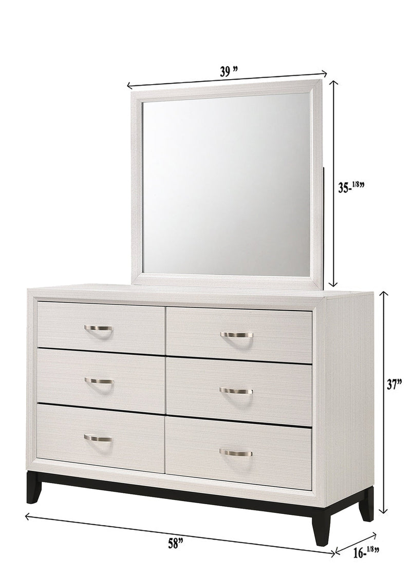 Crownmark Akerson Bedroom Set - Chalk Dresser and Mirror