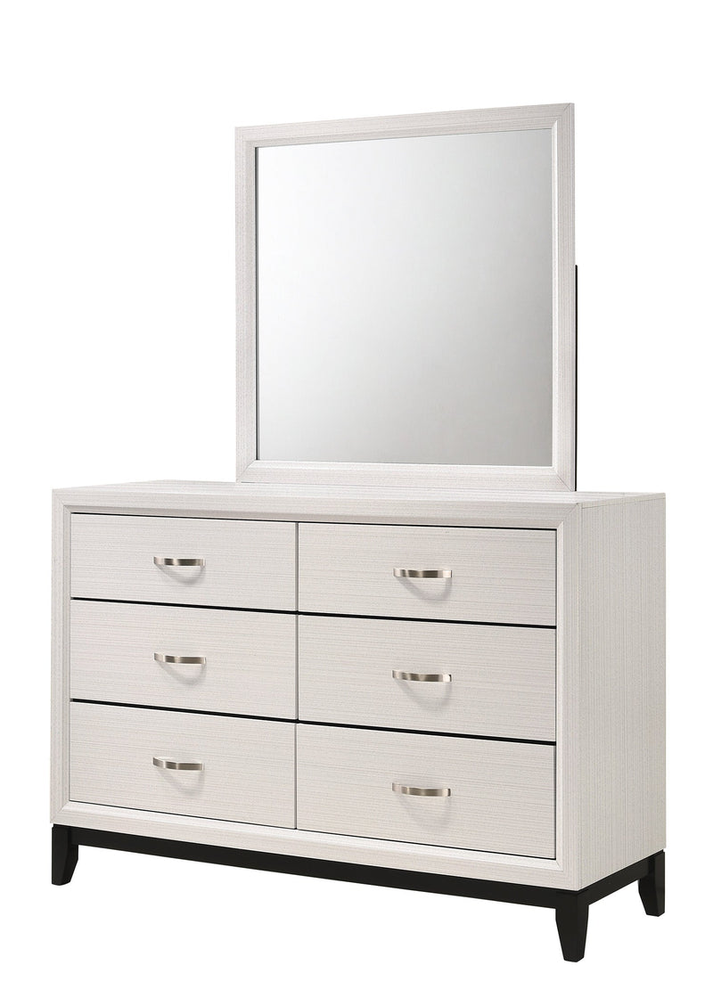Crownmark Akerson Bedroom Set - Chalk Dresser and Mirror