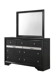 Crownmark Regata Bedroom Set - Black/Silver Dresser and Mirror