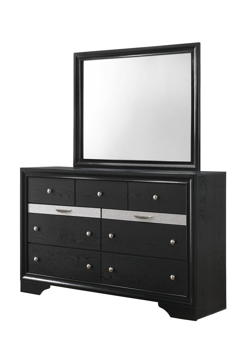 Crownmark Regata Bedroom Set - Black/Silver Dresser and Mirror