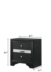 Crownmark Regata Nightstand - Black/Silver
