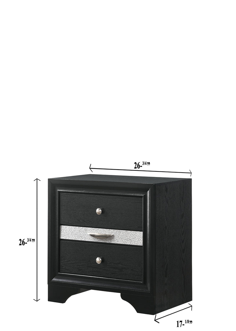 Crownmark Regata Nightstand - Black/Silver