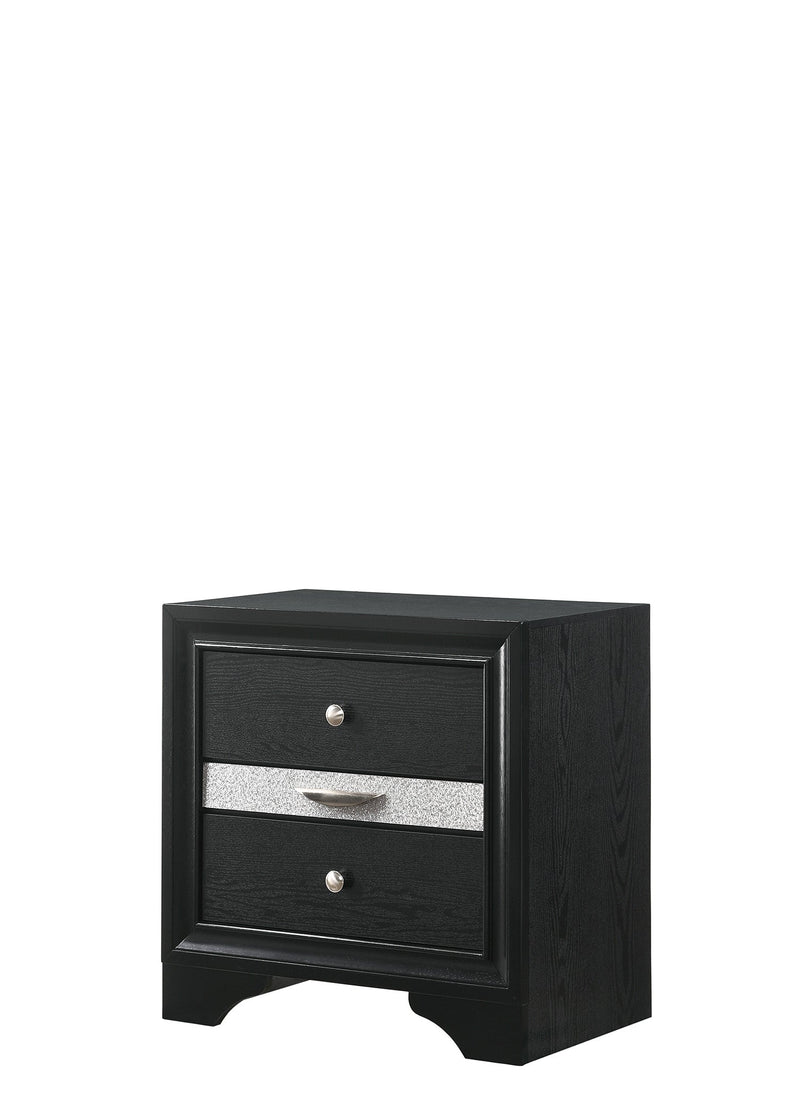 Crownmark Regata Bedroom Set - Black/Silver Nightstand