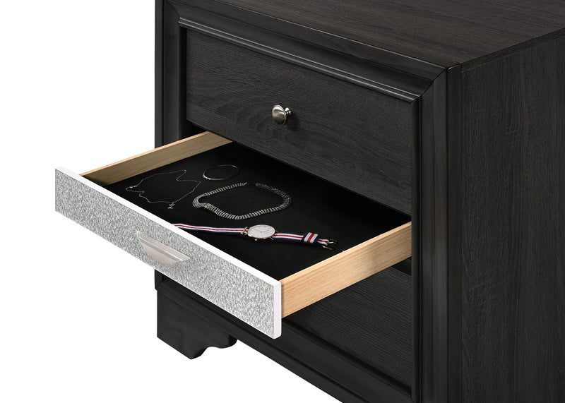 Crownmark Regata Nightstand - Black/Silver