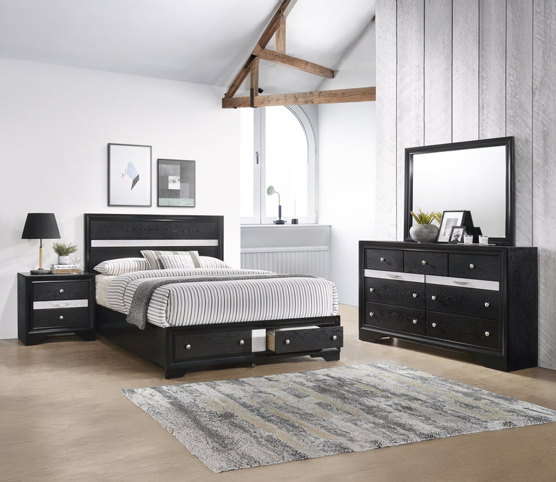 Crownmark Regata Bedroom Set - Black/Silver 4-Piece Bedroom Set