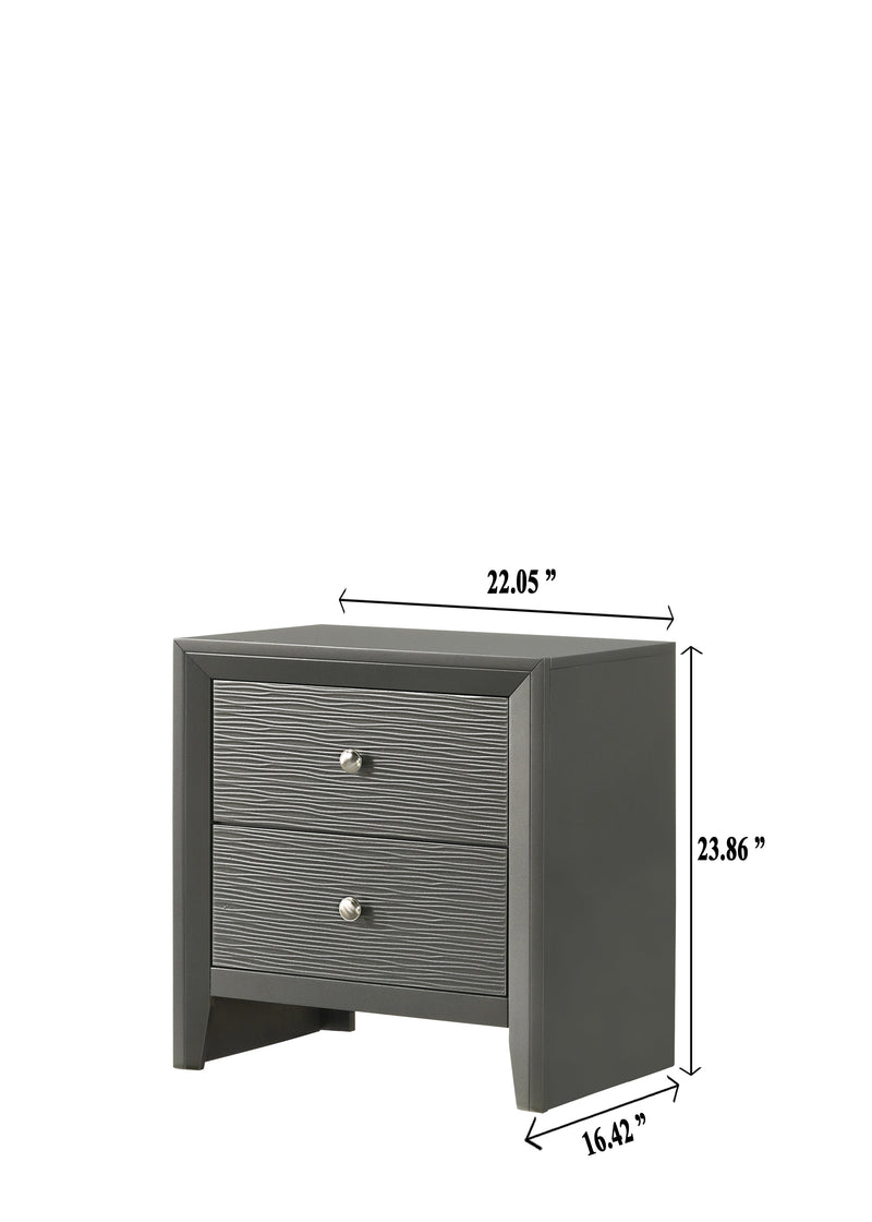 Crownmark Denker Nightstand - Gun Metal