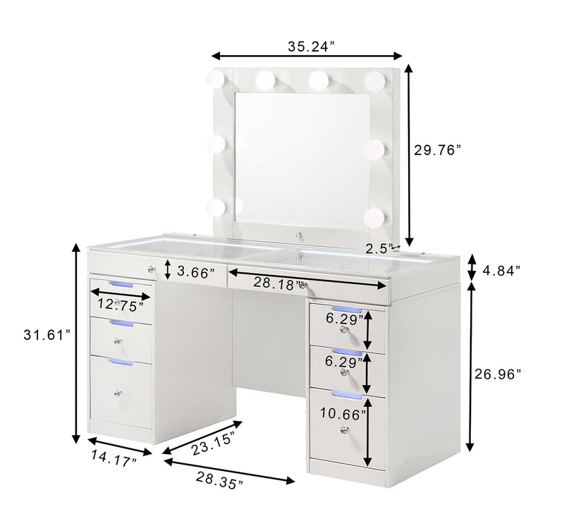 Crownmark Luxo Vanity Set - White