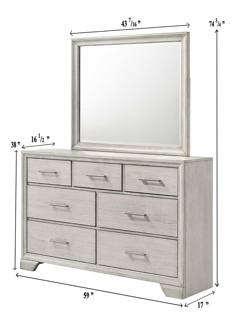Crownmark Jaymes Bedroom Set - White Mist Dresser and Mirror