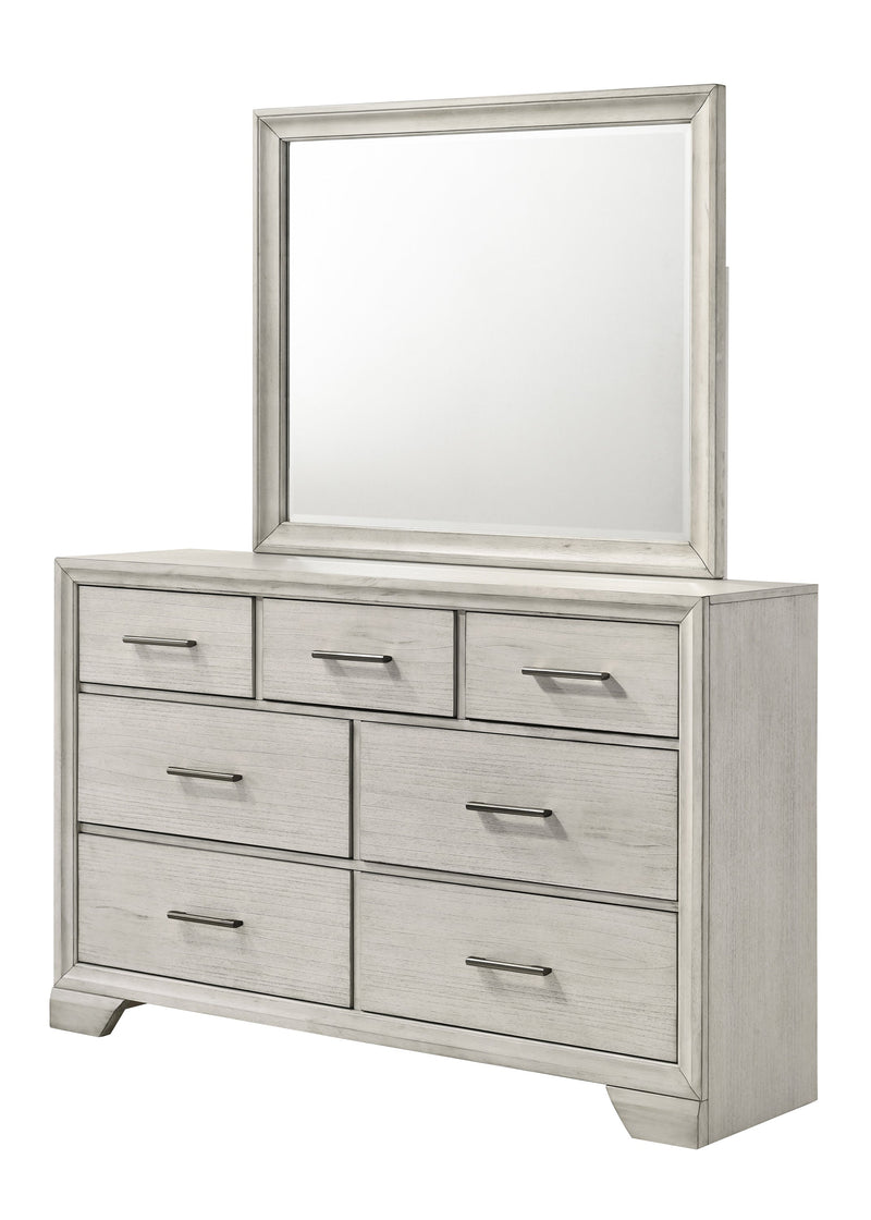 Crownmark Jaymes Bedroom Set - White Mist Dresser and Mirror