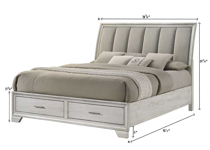 Crownmark Jaymes Bedroom Set - White Mist King Bed