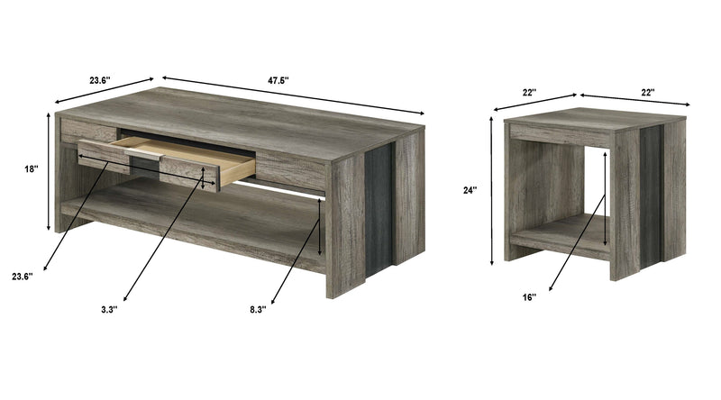 Crownmark Rangley 3-Pc Set - Grey/Brown
