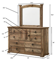 Crownmark Ella - Mae Bedroom Set - Natural Dresser and Mirror