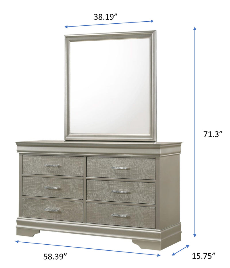 Crownmark Amalia Bedroom Set Dresser and Mirror