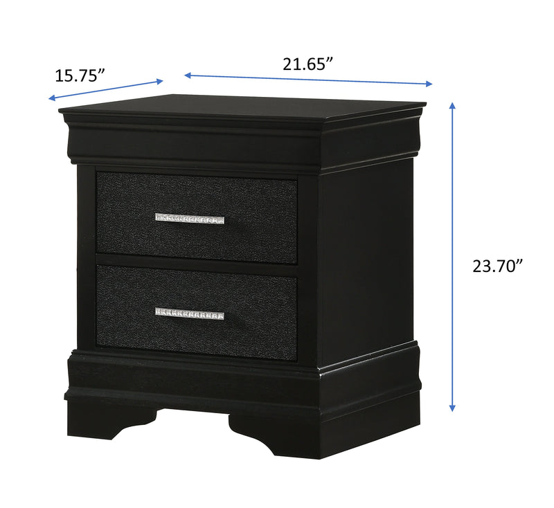 Crownmark Amalia Nightstand - Black