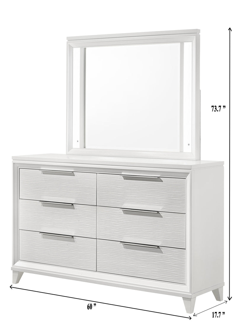 Crownmark Cressida Bedroom Set - White Dresser and Mirror