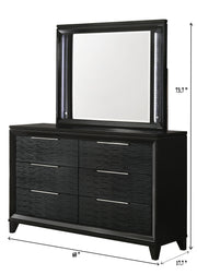 Crownmark Cressida Bedroom Set - Black Dresser and Mirror