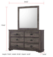 Crownmark Coralee Bedroom Set - Grey Dresser and Mirror