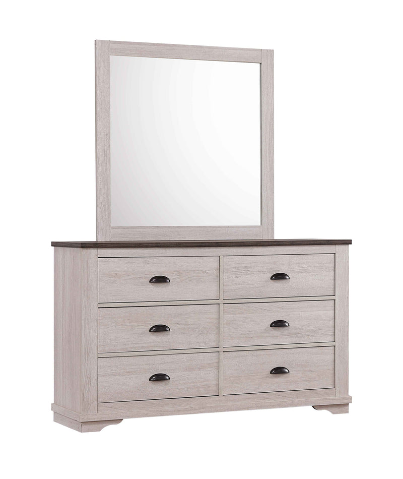 Crownmark Coralee Bedroom Set - Chalk/Grey Dresser and Mirror