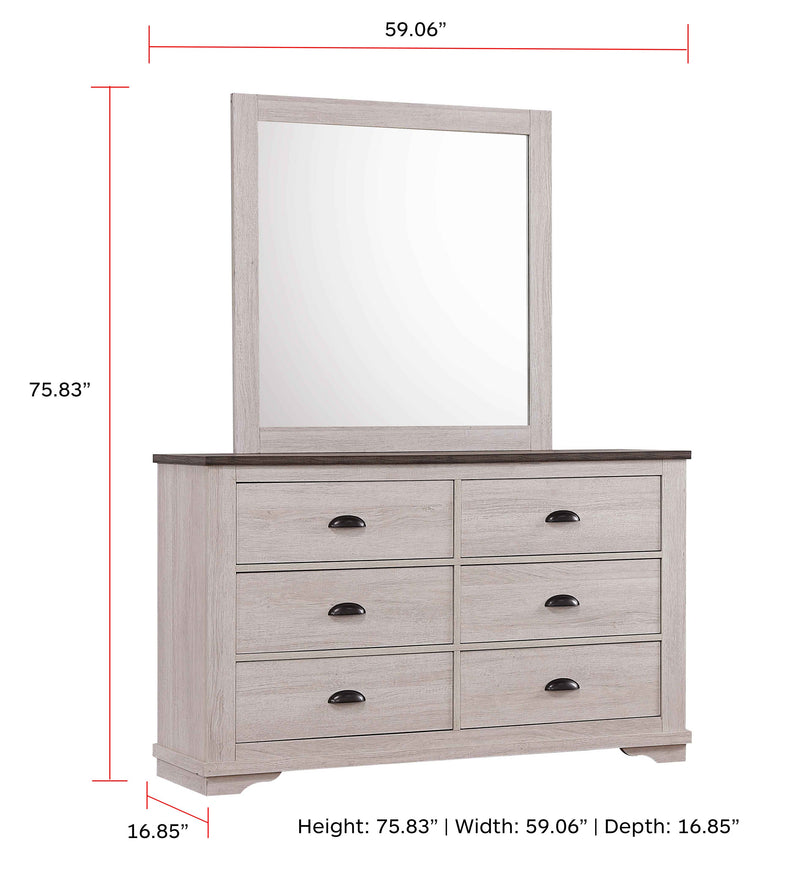 Crownmark Coralee Dresser - Chalk/Grey