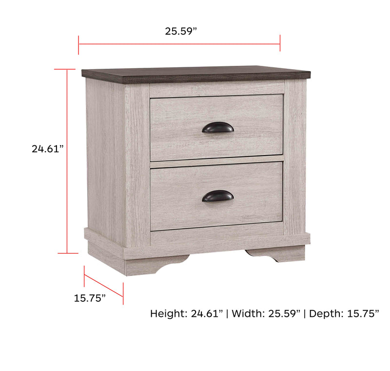 Crownmark Coralee Nightstand - Chalk/Grey