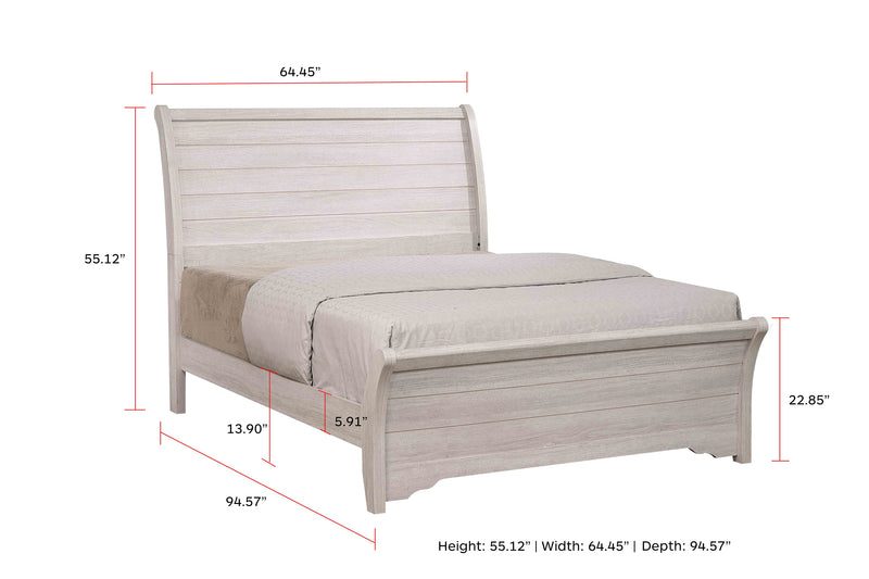 Crownmark Coralee Bed - Chalk