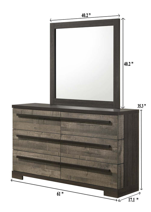 Crownmark Remington Dresser - Gray/Ebony