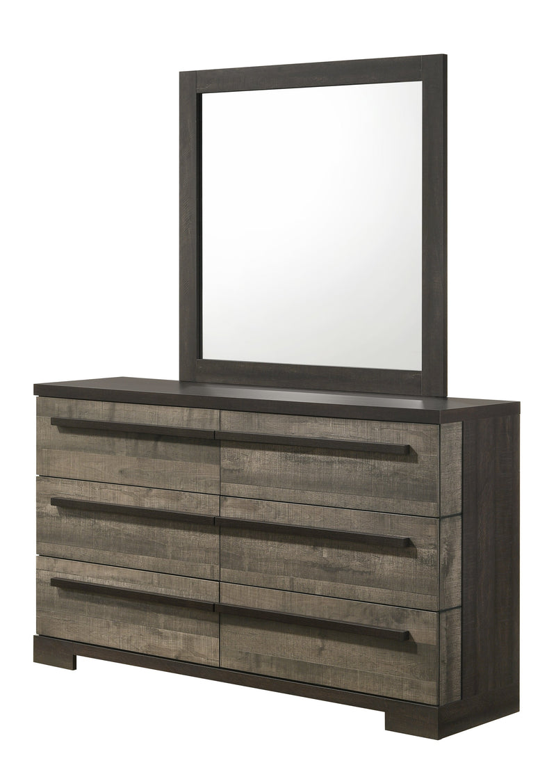 Crownmark Remington Bedroom Set - Grey/Ebony Dresser and Mirror
