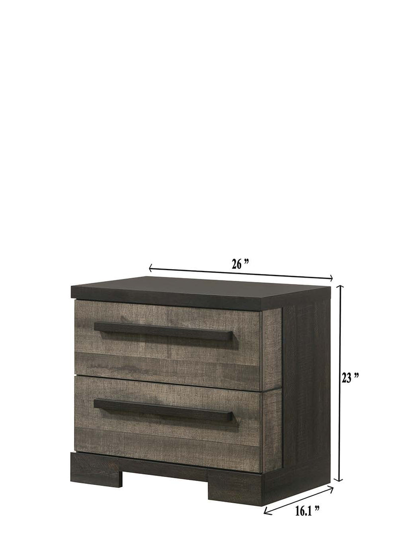Crownmark Remington Nightstand - Gray/Ebony