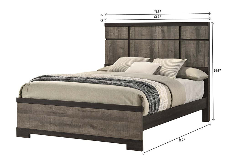 Crownmark Remington Bed - Grey/Ebony
