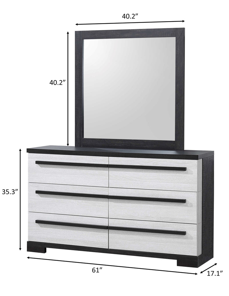 Crownmark Remington Bedroom Set - Chalk/Ebony Dresser and Mirror