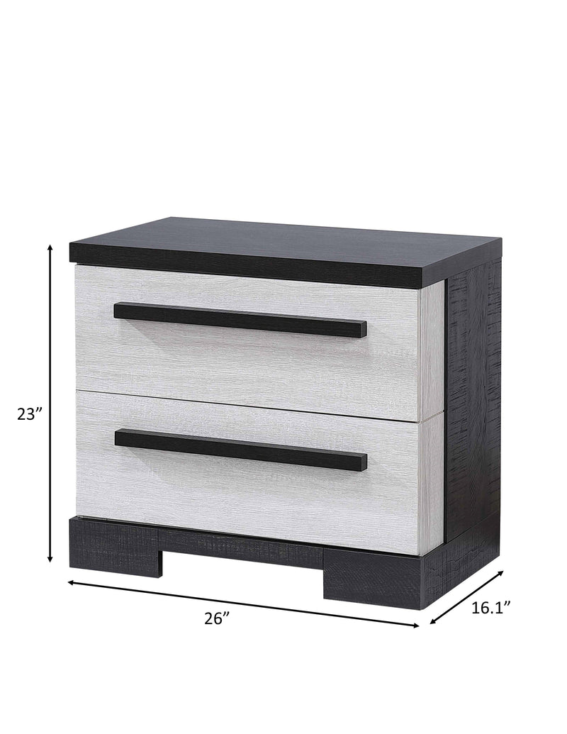 Crownmark Remington Nightstand - Chalk/Ebony