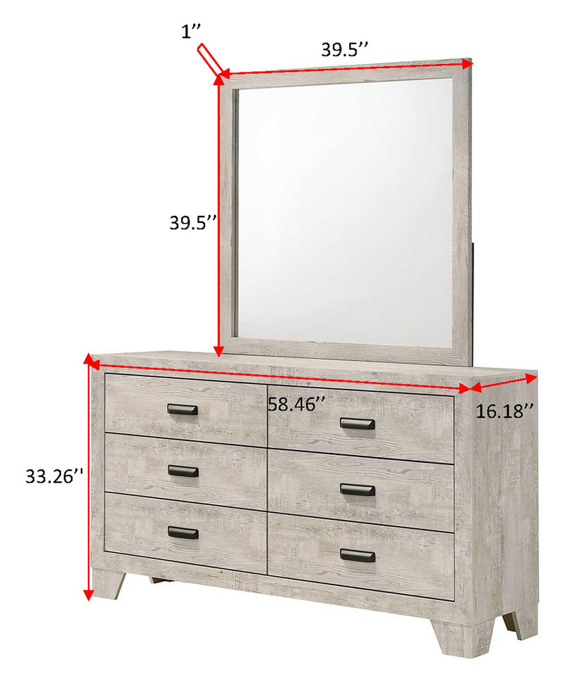 Crownmark Millie Bedroom Set - White Dresser and Mirror