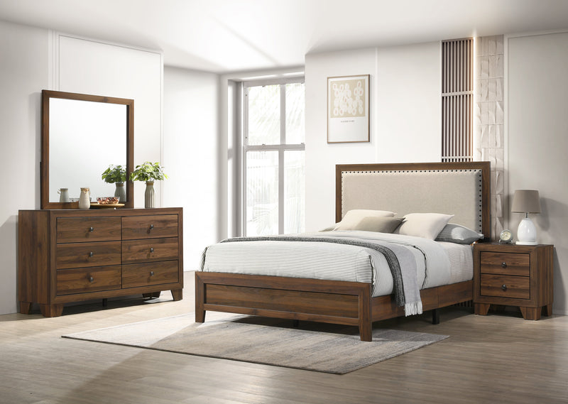 Millie Upholsterd Bedroom Set - Brown